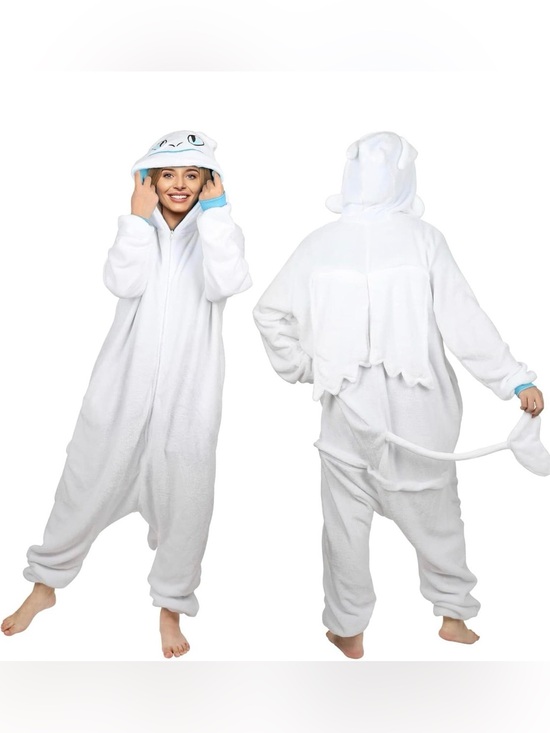 Other - Unisex Dragon Onesie Costume White Medium Blokecore Inspired Cozy Style